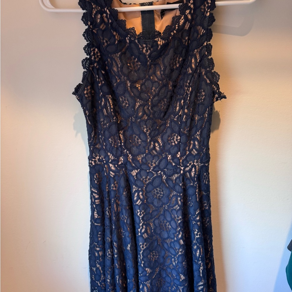 Studio Navy Floral Lace Midi Dress
